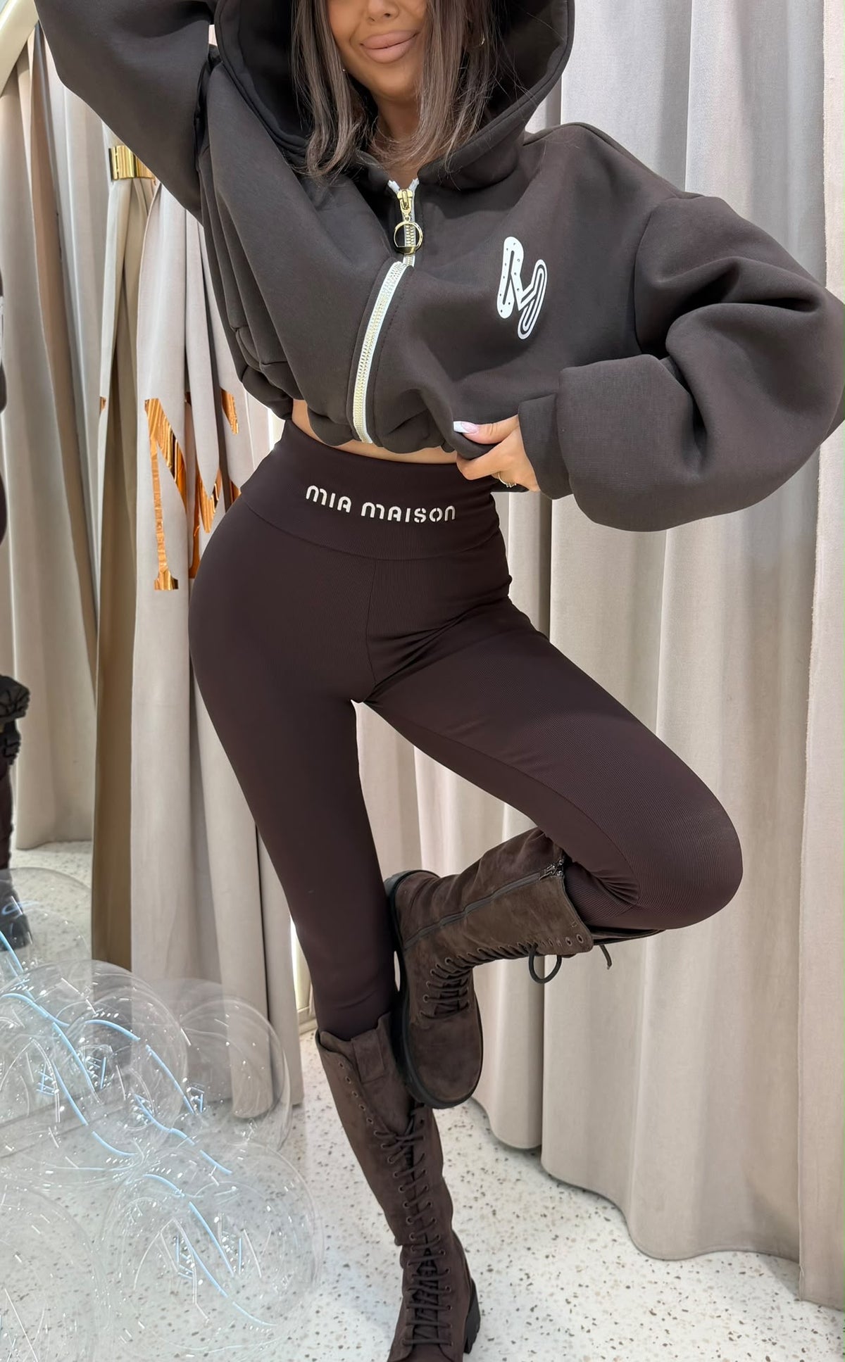 Bluza ZIP SHINE GIRL Mia Maison czekolada